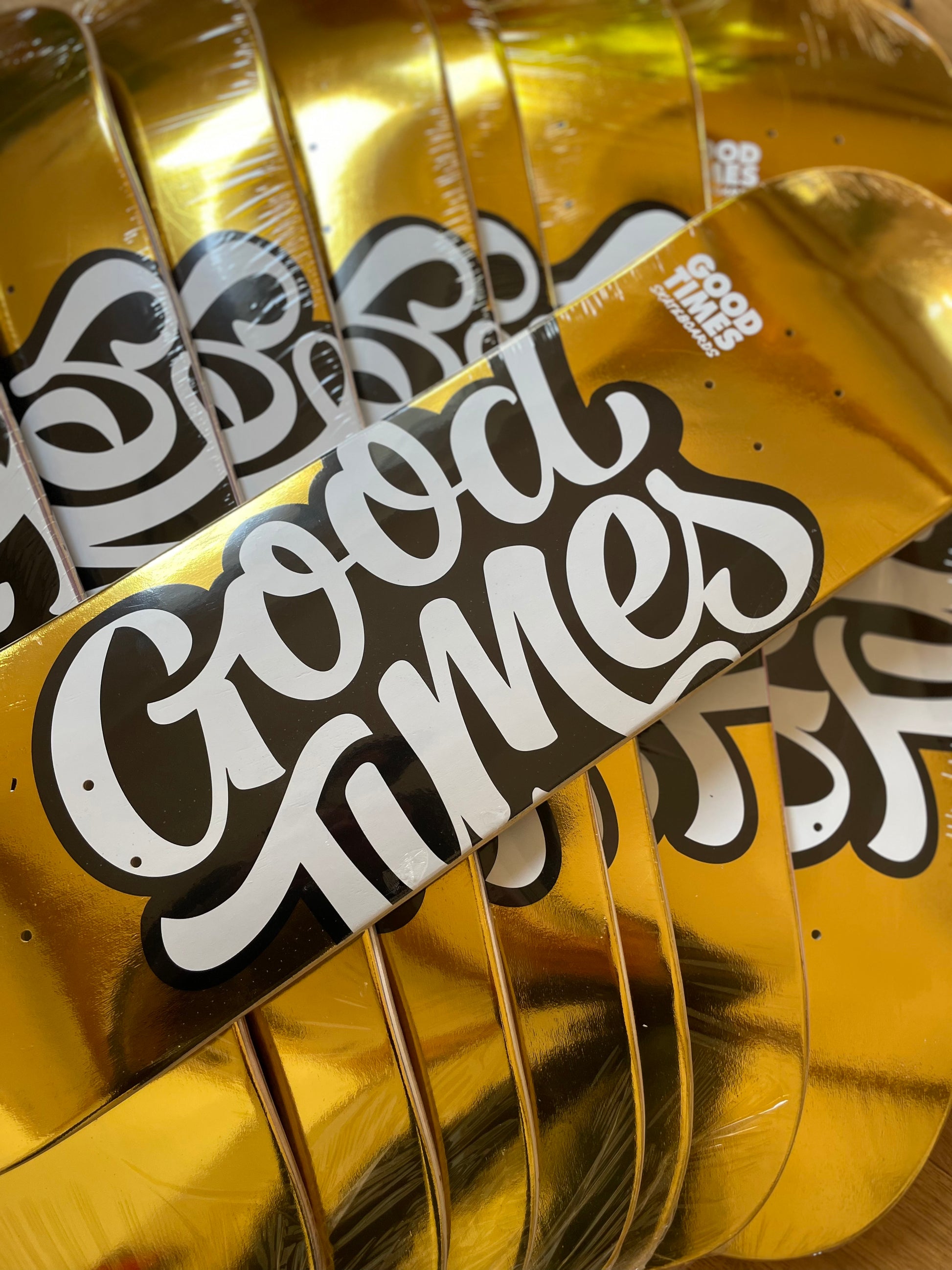 Good Times Skateboards Gold Logo Deck
